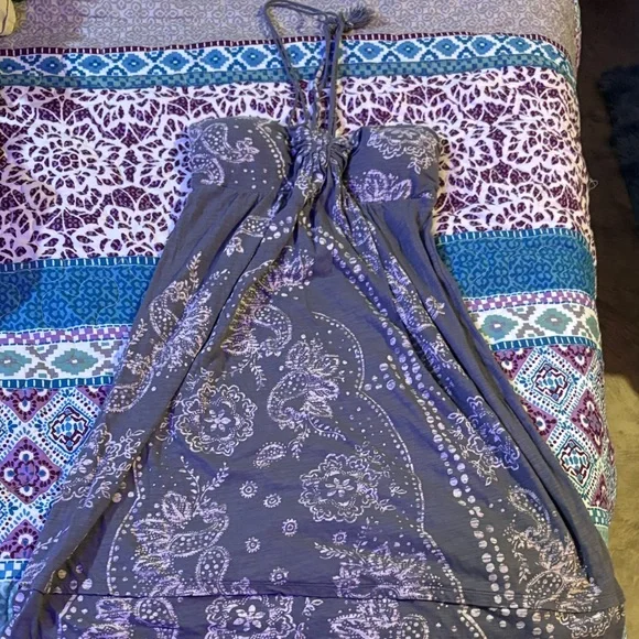 American Eagle Outfitters Grey Floral Paisley halter strap dress - Picture 4 of 8